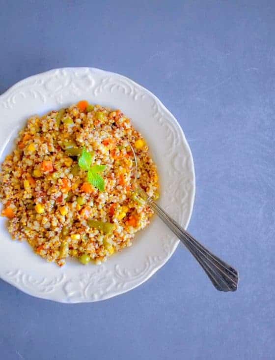 Quick Vegetable Quinoa Pilaf Pulao (using Pressure Cooker XL)