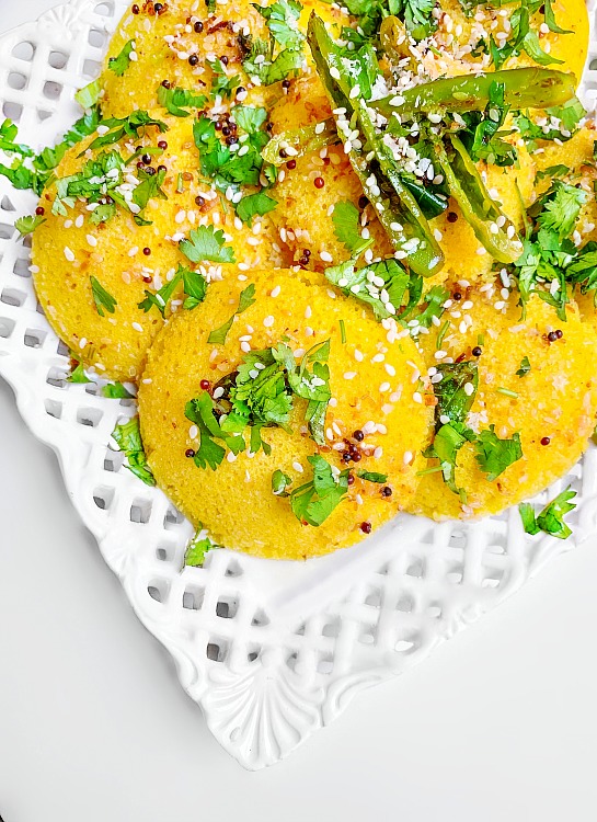 Idli Dhokla using Besan - Chickpea flour