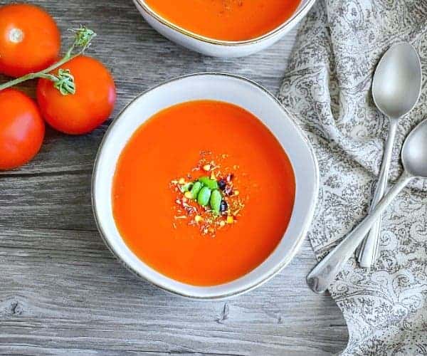 spicy tomato soup recipe, Indian creamy tomato soup, roasted garlic  tomato soup