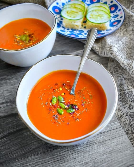 Roasted Red Pepper Soup with Tomato & Carrot (V+GF)