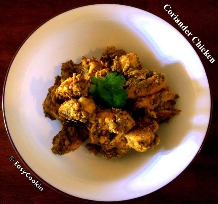 hara bhara chicken or chicken cooked in cilantro yogurt sauce with Indian spices