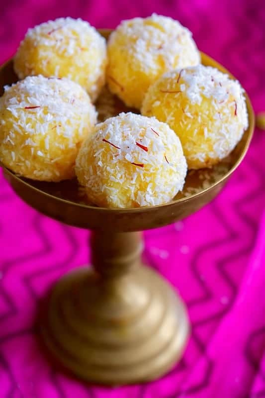 saffron coconut ladoo recipe