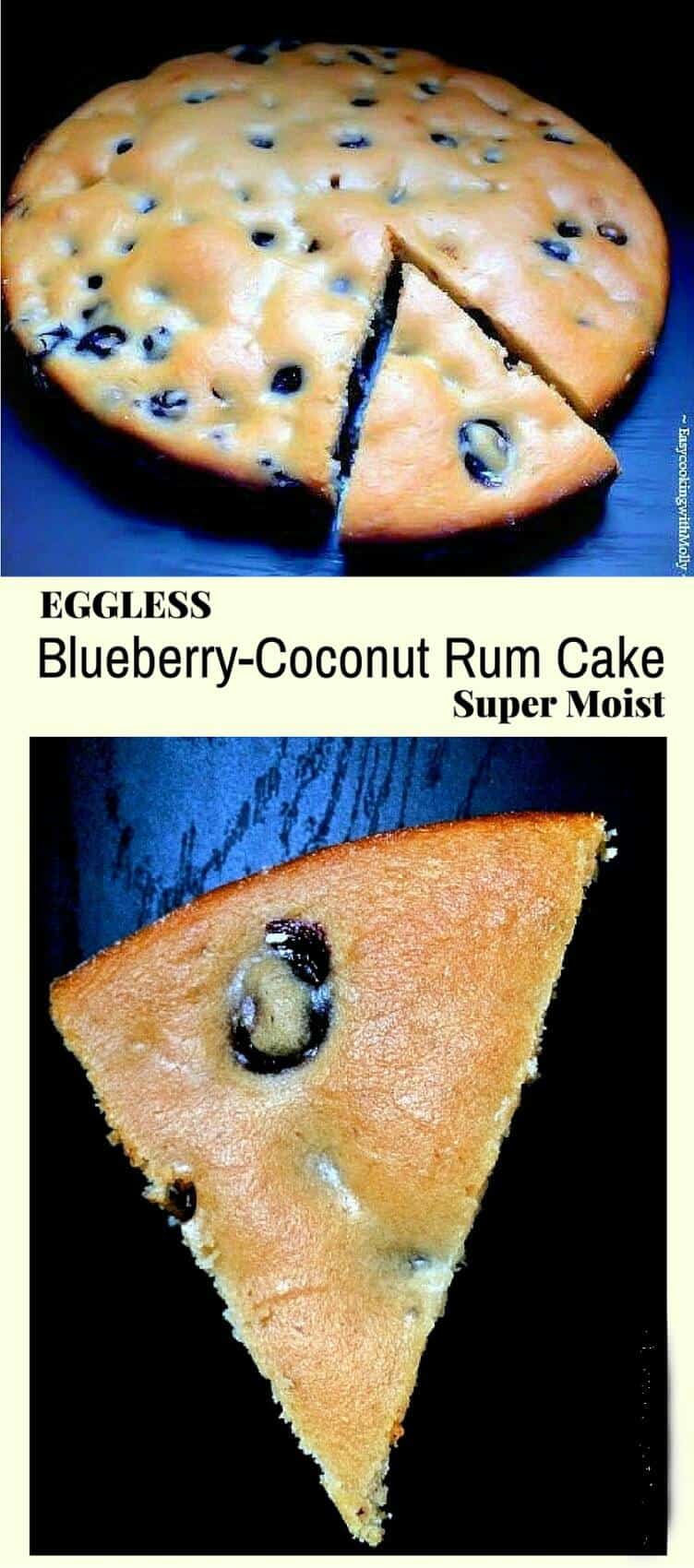 Eggless Blueberry-Coconut Rum Cake (Super Moist) : #blueberry #rum #cake #recipe #fathersday