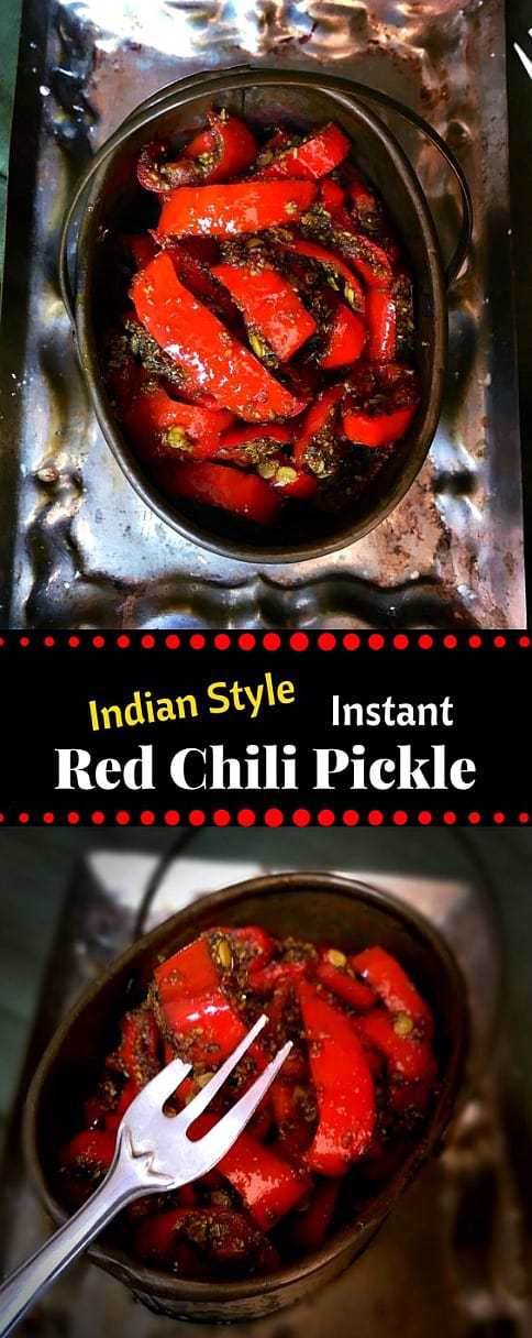 Instant Indian Red Chili Pickle - Lal Mirch ka Achaar