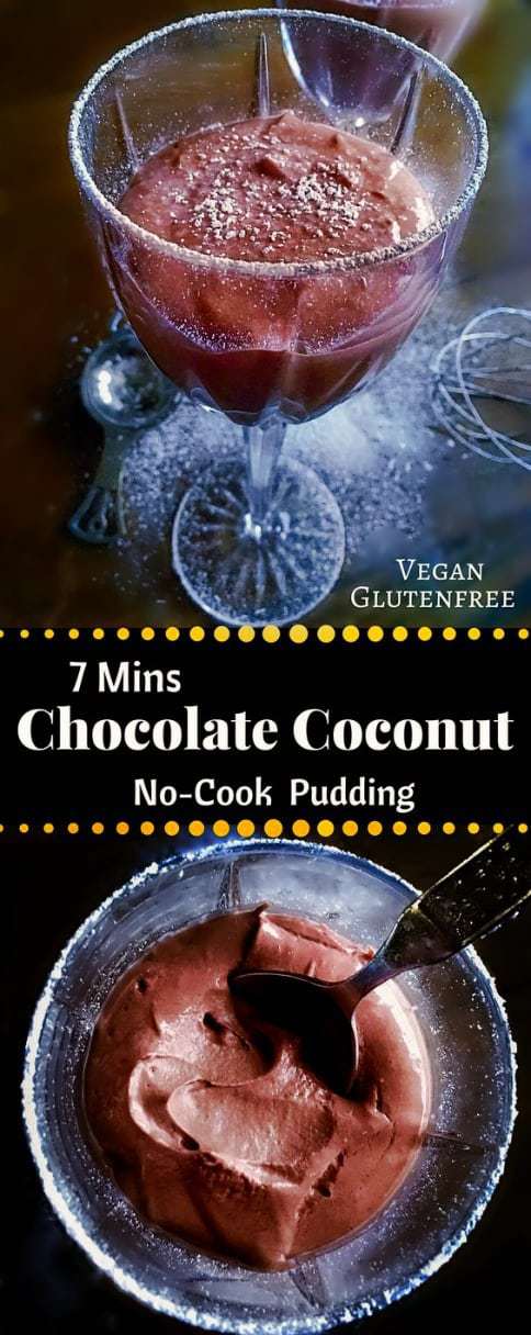 7 Minutes Chocolate Coconut No-Cook Pudding: #chocolate #coconut #vegan #pudding