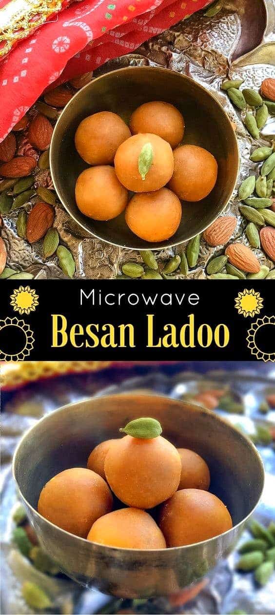 Microwave Besan Ladoo Recipe with 4 Ingredients.