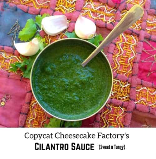 Copycat Cheesecake Factory's Cilantro Sauce: #copycat #cheesecakefactory #cilantrosauce #chutney