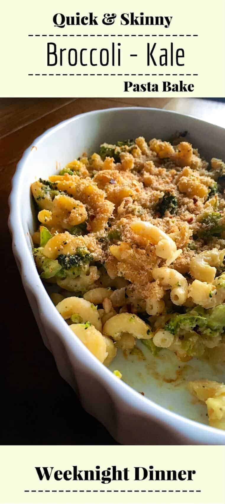 Quick & Skinny Broccoli-Kale Pasta Bake :(Weeknight Dinner) : #weeknight #pasta #bake #kale #broccoli