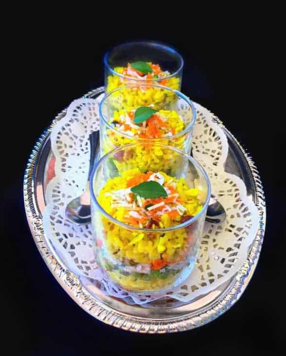 Savory Breakfast Poha Trifle recipe