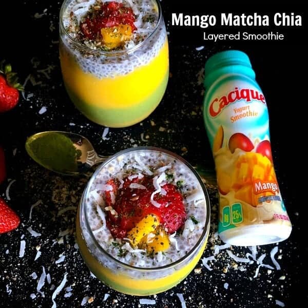 mango matcha layered smoothie