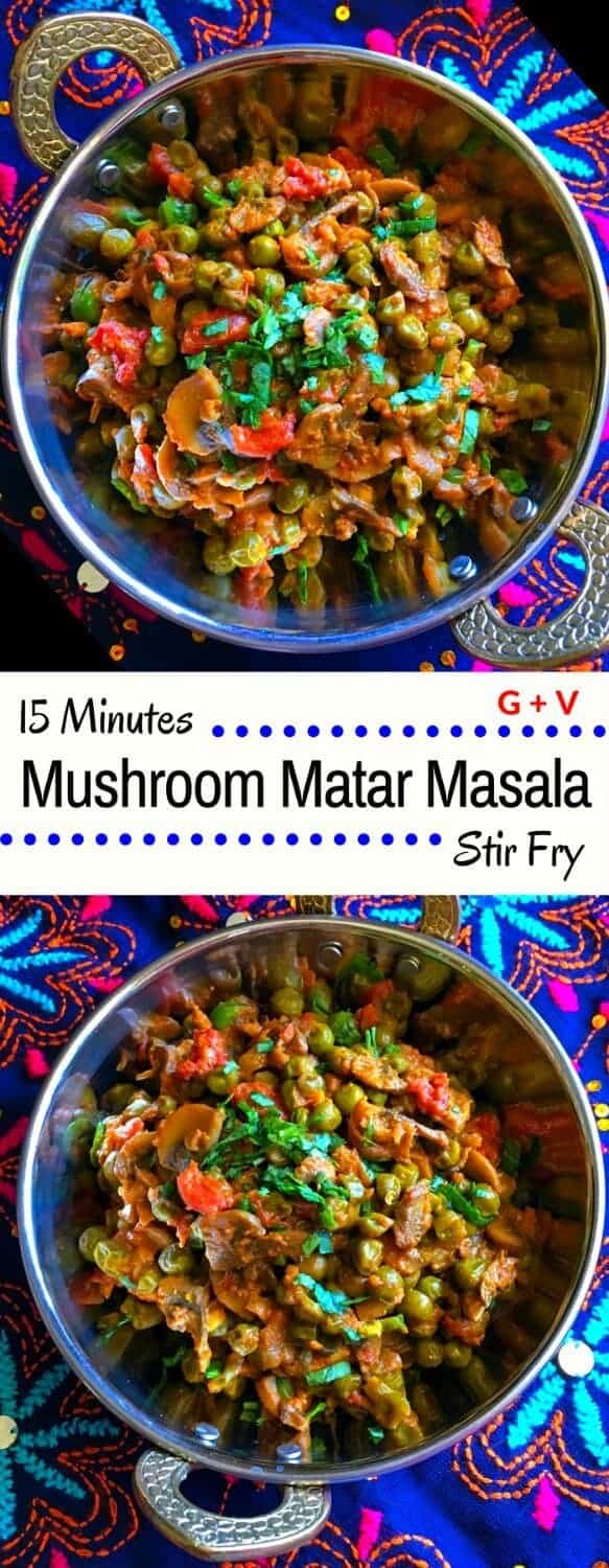 Mushroom Matar Masala - 15 Minutes Stir Fry #mushroom #matar #masala #curry #weeknightdinner