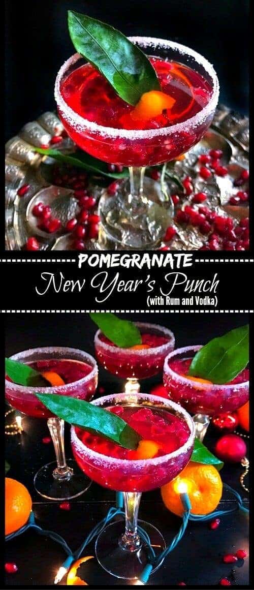 Pomegranate New Year's Punch (with Rum and Vodka) #pomegranate #vodka #punch