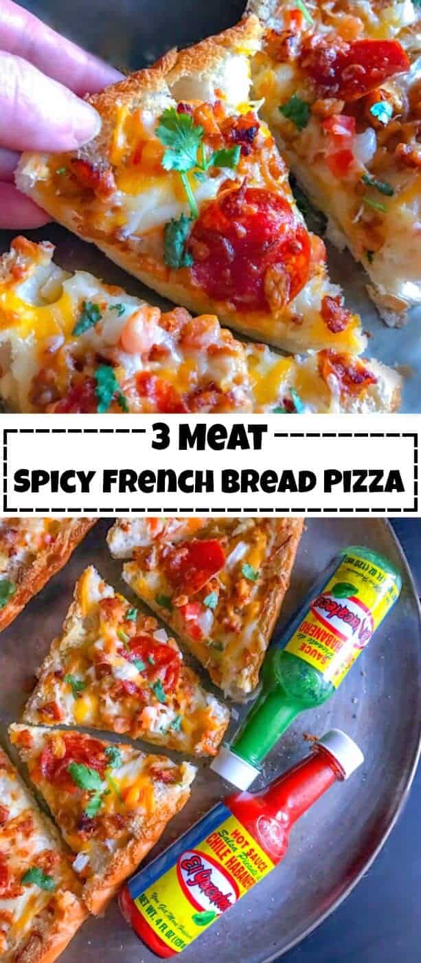 3 Meat Spicy French Bread Pizza: #pizza #KingOfFlavor #CollectiveBias #bread #meat