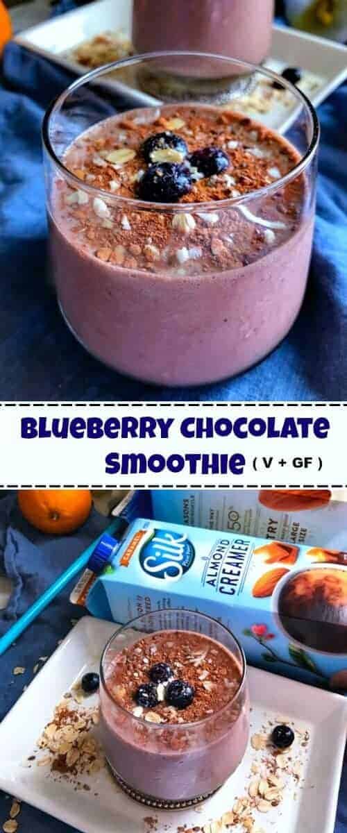 Blueberry Chocolate Smoothie - Vegan and Glutenfree: #ad #SameSilkySmoothTaste #CollectiveBias @walmart @silk #chocolate #smoothie