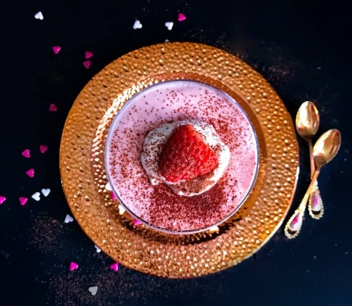 3 Ingredients Strawberry Mousse on a copper plate