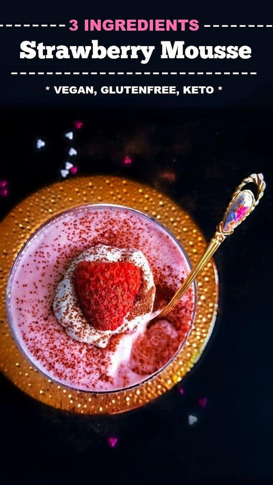 3 Ingredients Strawberry Mousse: Vegan-Glutenfree recipe using strawberries and coconut milk : #mousse #strawberry #vegandessert #springdessert #vegan #glutenfree #valentines