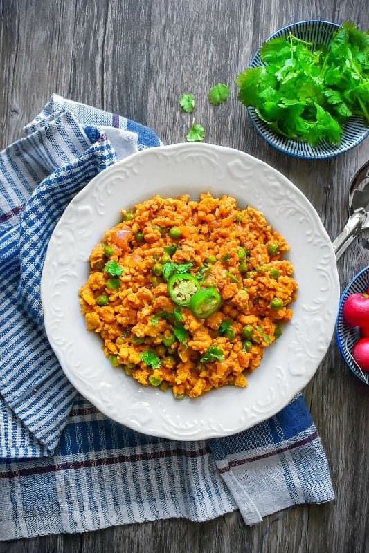 Ground Turkey Curry on a white plate