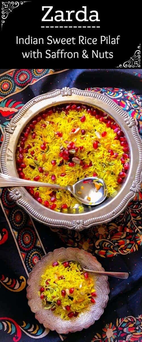 Zarda - Indian Sweet Rice Pilaf with Saffron and Nuts: #zarda #rice #dessert #glutenfree #holi @easycookin2012