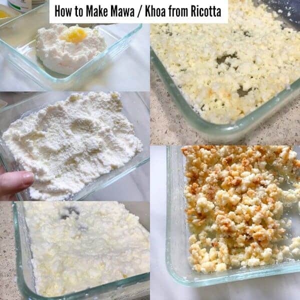how to make mawa at home using ricotta. step by step picture