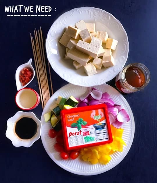 Ingredients for Sweet Spicy Thai Tofu Skewers
