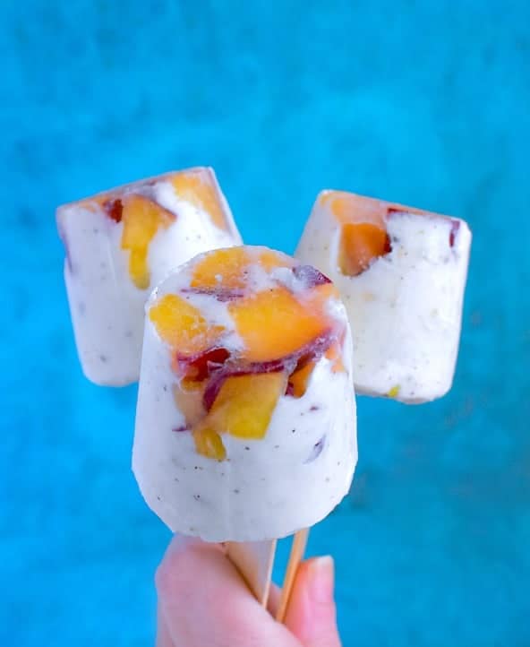 Peaches and Cream Yogurt Popsicles (Without Molds)