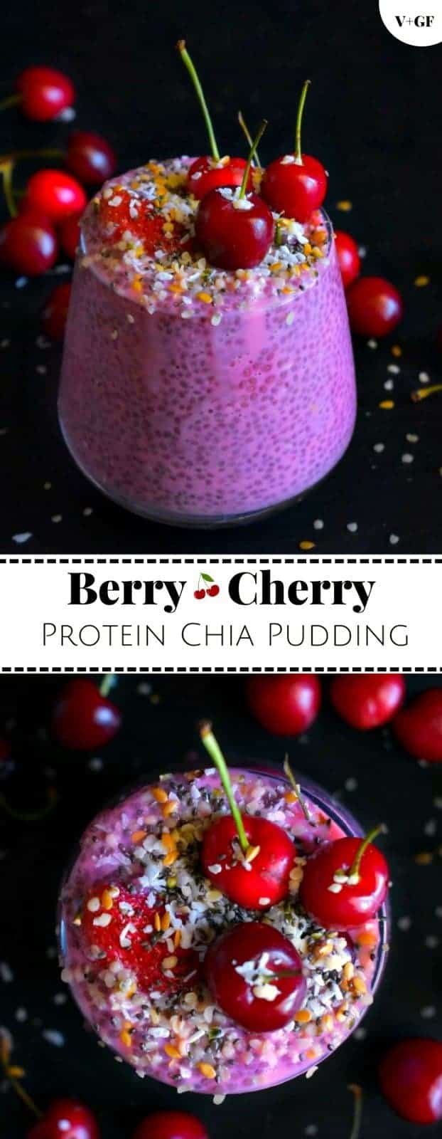 Berry Cheer Protein Chia Pudding (V-GF): #berry #cherry #chia #pudding