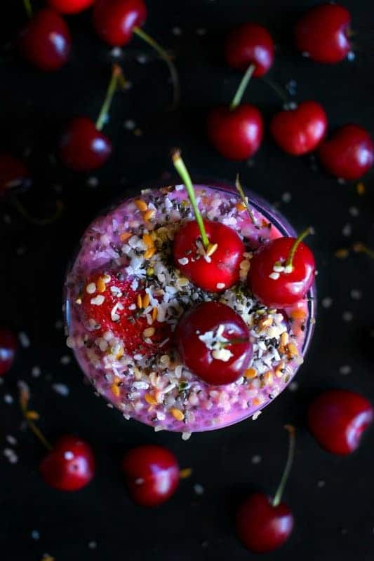 Berry Cherry Protein Chia Pudding recipe