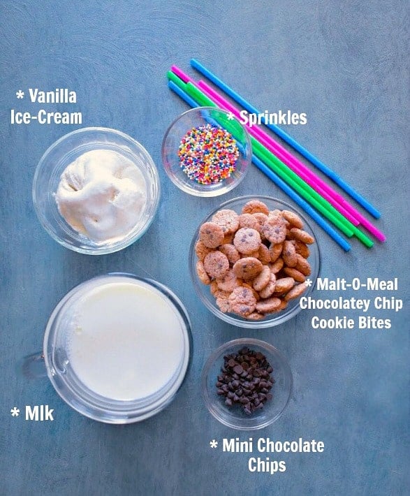 Ingredients for Chocolate Malt Cookie Shakes