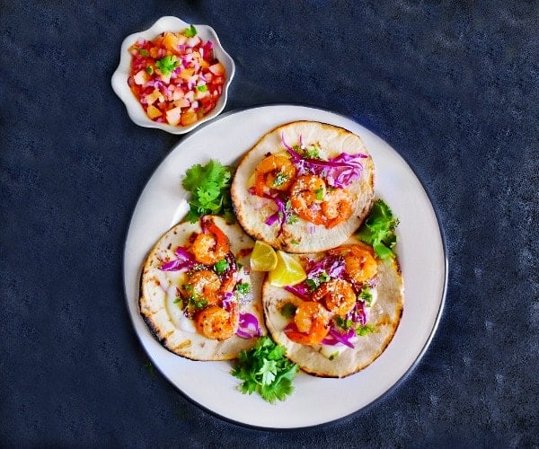 Caribbean Jerk Shrimp Taco with Plum Salsa