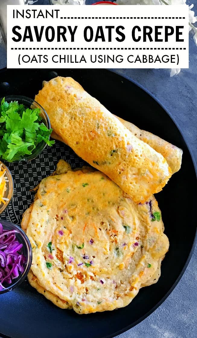 Instant Savory Oats Crepe - Oats Chilla (Healthy Recipe)