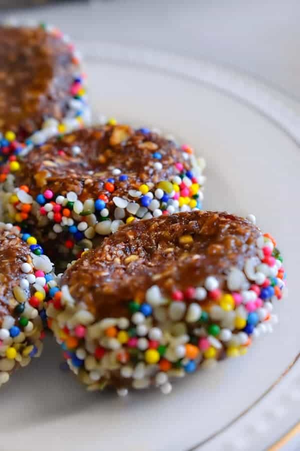 Oats Date Energy Balls with sprinkles