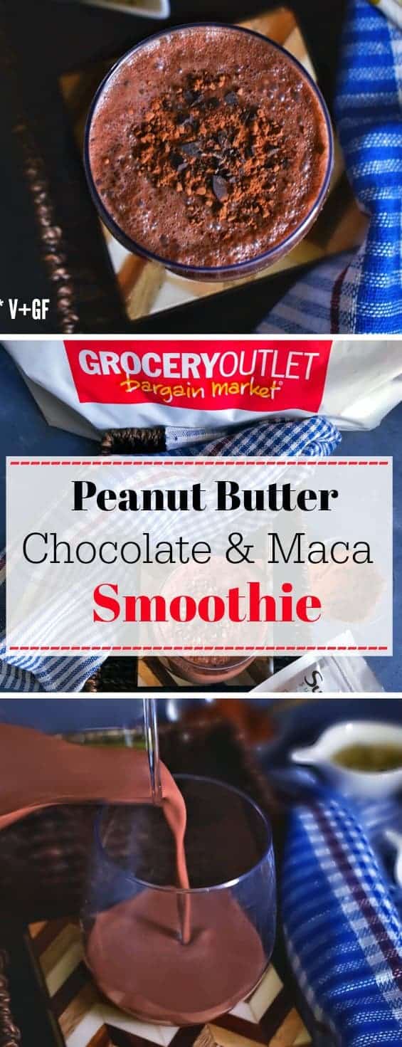 Peanut Butter Chocolate Maca Smoothie: #peanutbutter #chocolate #smoothie #maca #GroceryOutlet #ad