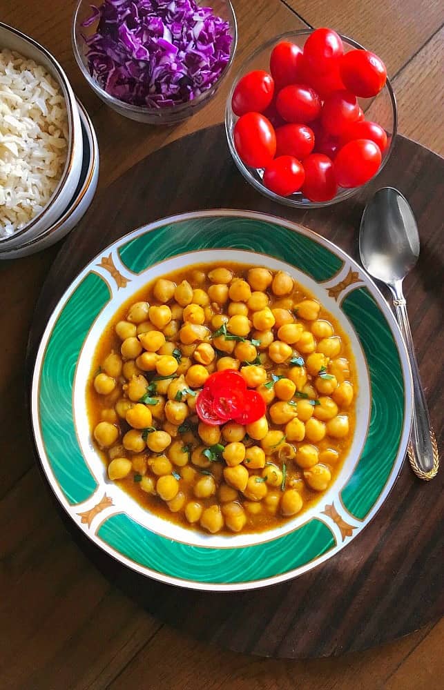 Instant Pot Chana Masala in a large platter