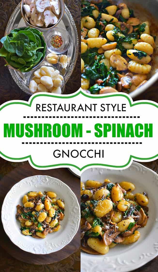 Mushroom Spinach Gnocchi Recipe #gnocchi #mushroom