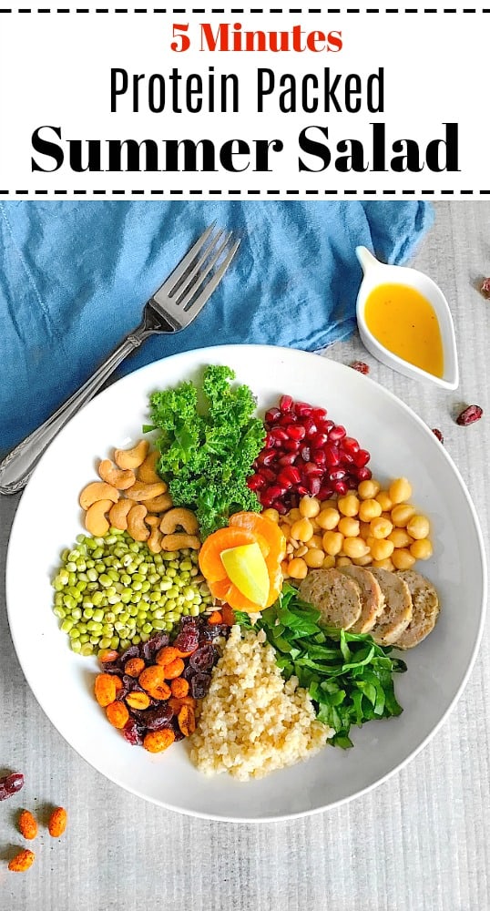 5 Minutes Protein Packed Summer Salad: #salad #orange #bbq