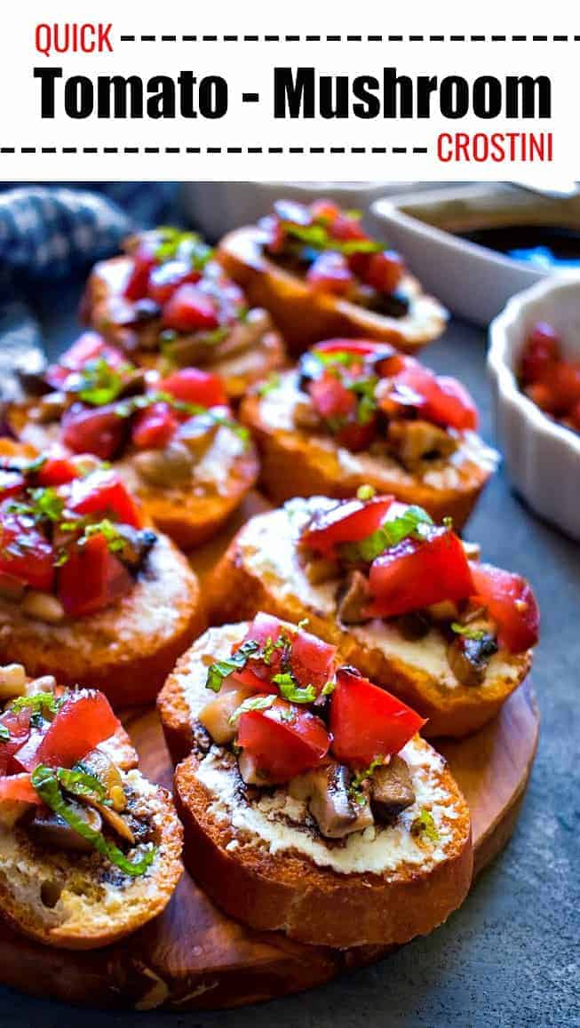 Quick Tomato Mushroom Crostini: #mushroom #crostini #bruschetta #italianfood