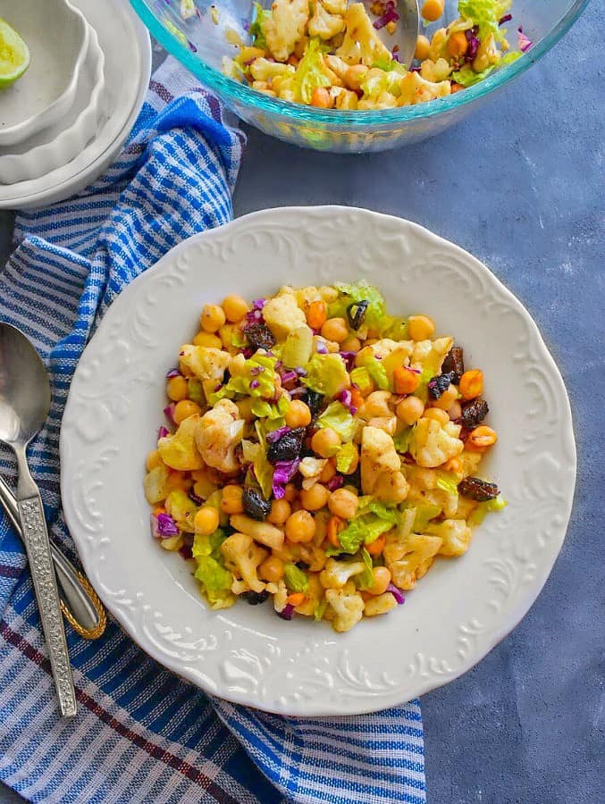 Roasted Cauliflower, Chickpea and Prunes Salad