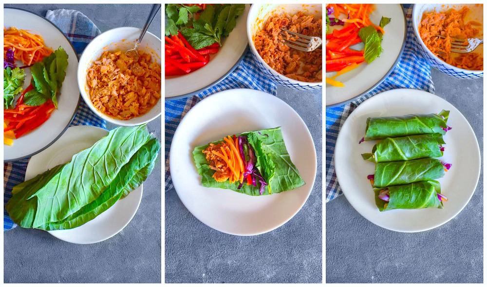 how to make Thai Vegetable Tuna Rolls - process