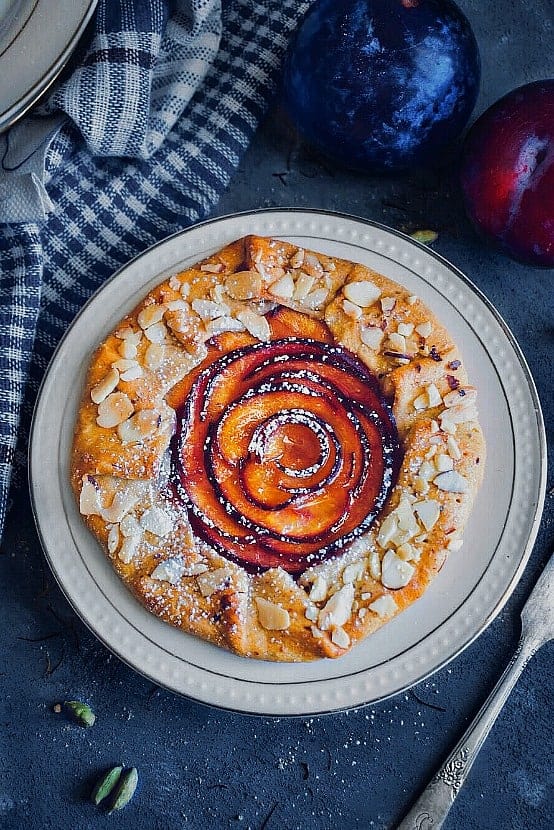 Saffron Cardamom Spiced Plum Galette