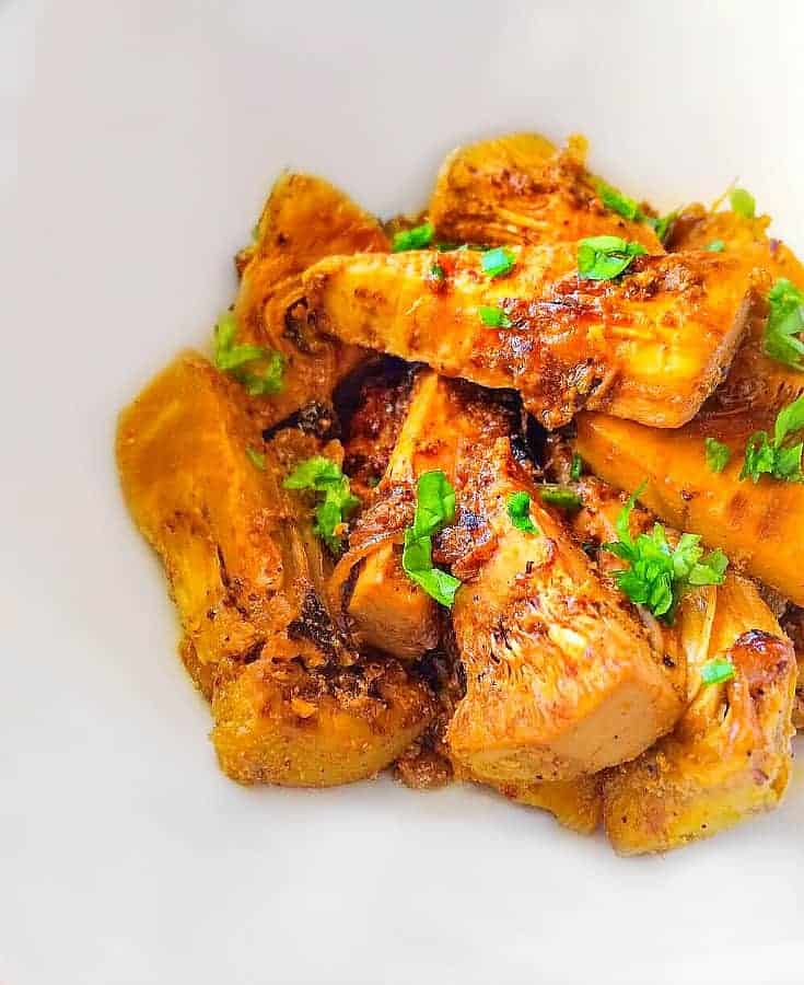 canned jackfruit recipe using Indian spices and yogurt