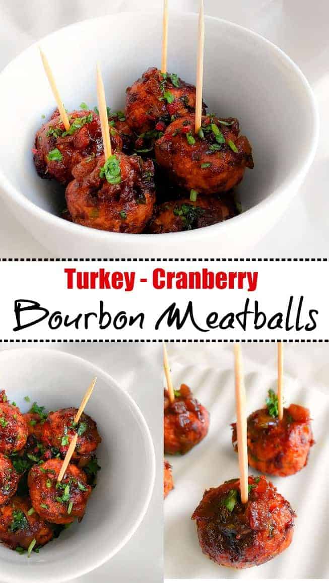 Turkey Cranberry Bourbon Meatballs: #meatballs #cranberry #turkey #bourbon #thanksgiving 