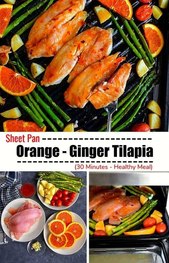 Sheet Pan Orange-Ginger Tilapia: #sheetpan #healthy #fish #tilapia #orange