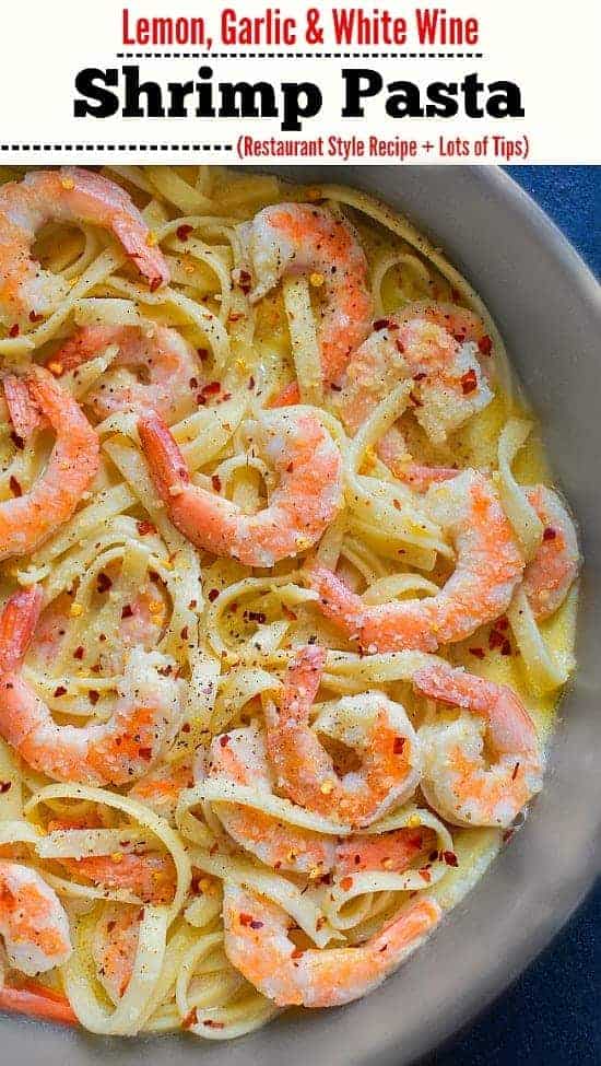 Lemon Garlic White Wine Shrimp Pasta: #shrimpfettuccini #shrimppasta #garlicshrimp #whitewineshrimp #lemonsauce #whitewinesauce