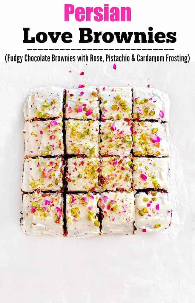Persian Love Brownies  Chocolate Brownies with Rose  Pistachio Frosting  - 4