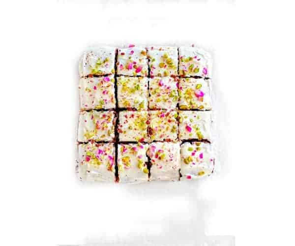 Persian Love Brownies  Chocolate Brownies with Rose  Pistachio Frosting  - 30