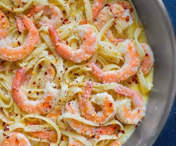 Lemon Garlic White Wine Shrimp Pasta