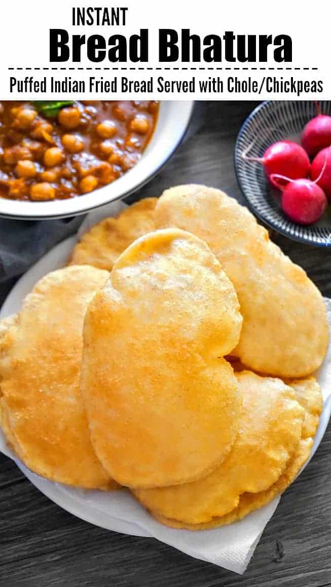 Instant Bread Bhatura made using 5 ingredients.