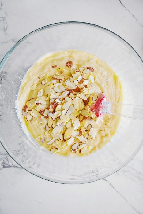 adding-almonds-to-almond-coffee-cake