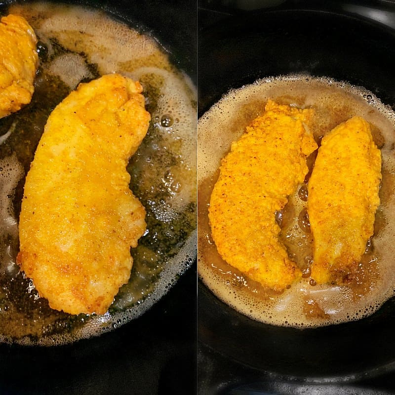 fried chicken curry recipe. Chicken fried in a skillet