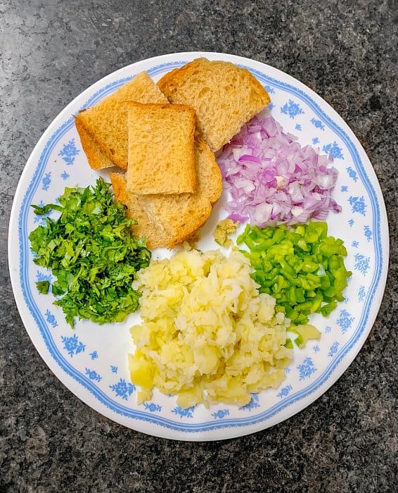 Bread Roll Ingredients on a white plate